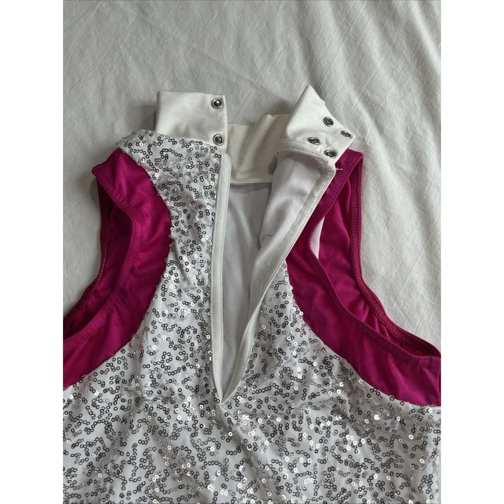 Weissman Showtime Dance Costume Pink Sequin Leotard & Jogger Set Size SA Girls